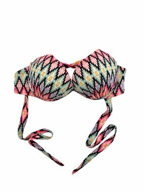 Y2K VS Bombshell Push Up Bikini Too Gold Shimmer Multi color Aztec Print 34D